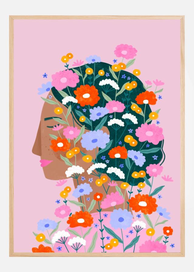 Colourful flower Lady Poster