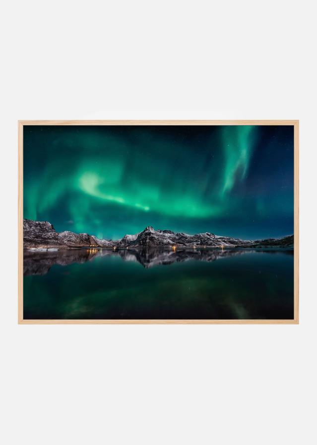 Lofoten Aurora Reflection Poster