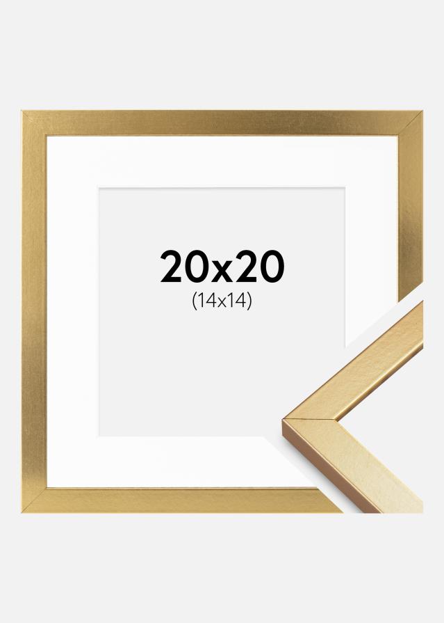 Cadre Minerva Or 20x20 cm - Passe-partout Blanc 15x15 cm