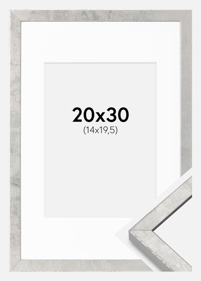Cadre Ares Argent 20x30 cm - Passe-partout Blanc 15x21 cm