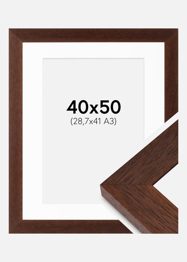 Cadre Juno Teak 40x50 cm - Passe-partout Blanc 29,7x42 cm