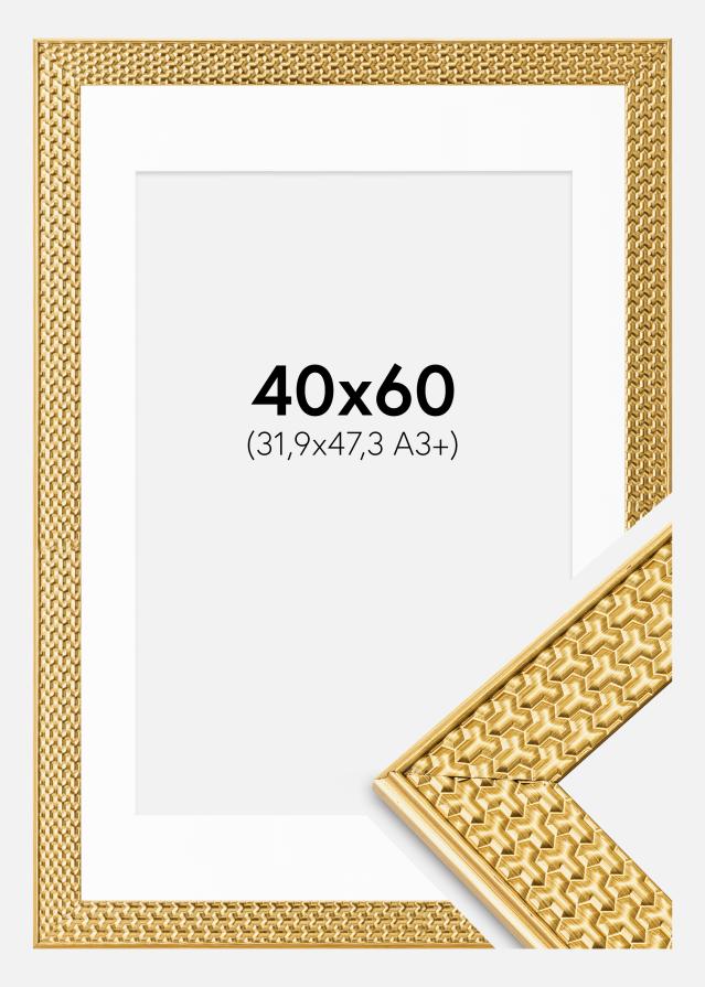 Cadre Grace Or 40x60 cm - Passe-partout Blanc 32,9x48,3 cm (A3+)