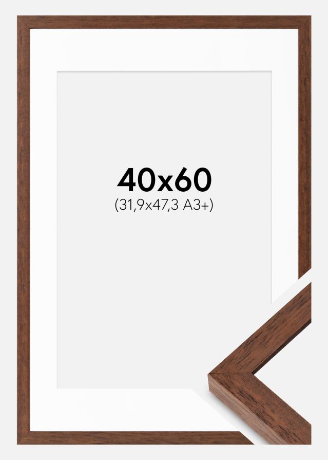 Cadre Hermes Teak 40x60 cm - Passe-partout Blanc 32,9x48,3 cm