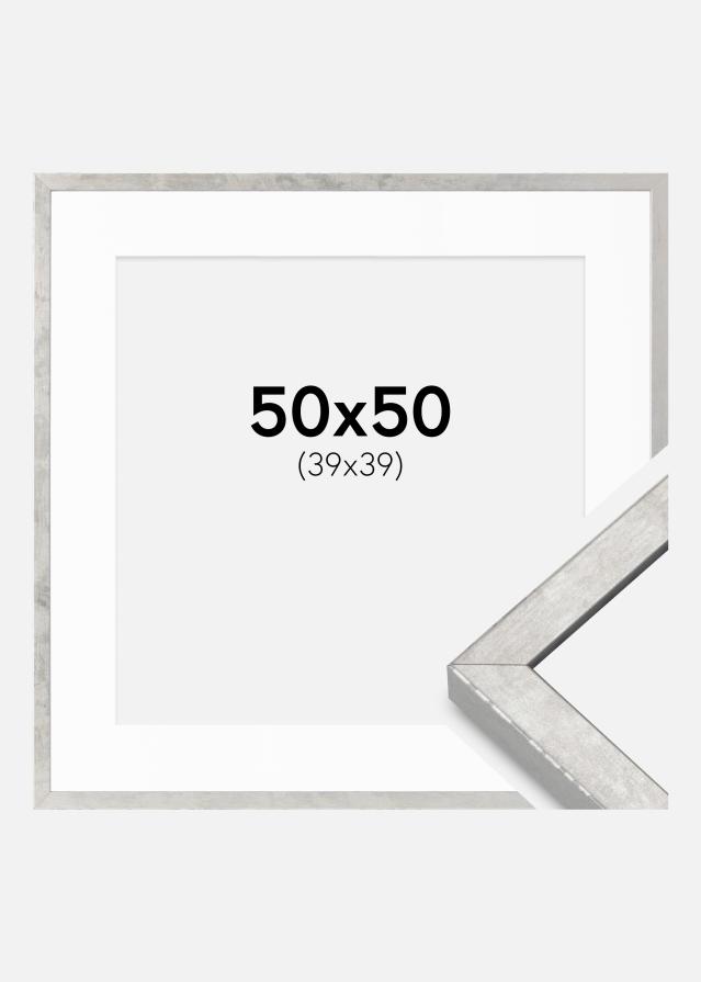Cadre Ares Argent 50x50 cm - Passe-partout Blanc 40x40 cm