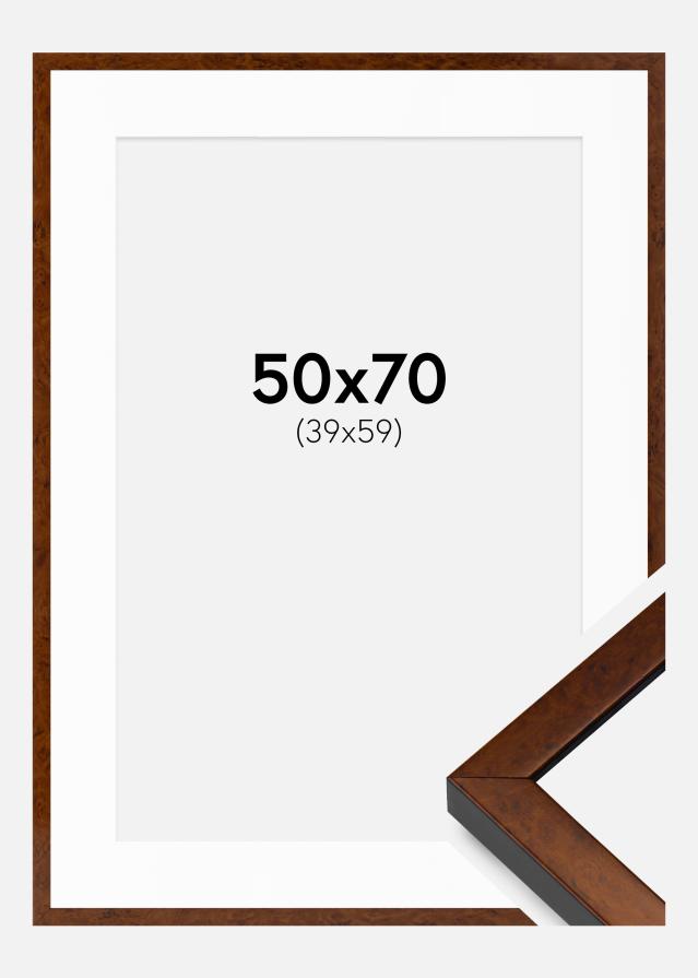 Cadre Ares noyer 50x70 cm - Passe-partout Blanc 40x60 cm