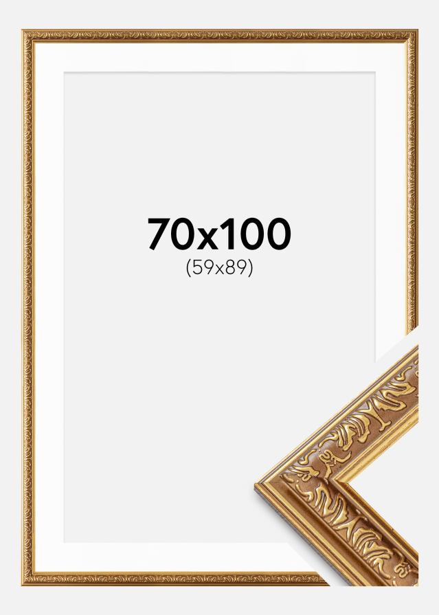 Cadre Swirl Or 70x100 cm - Passe-partout Blanc 60x90 cm