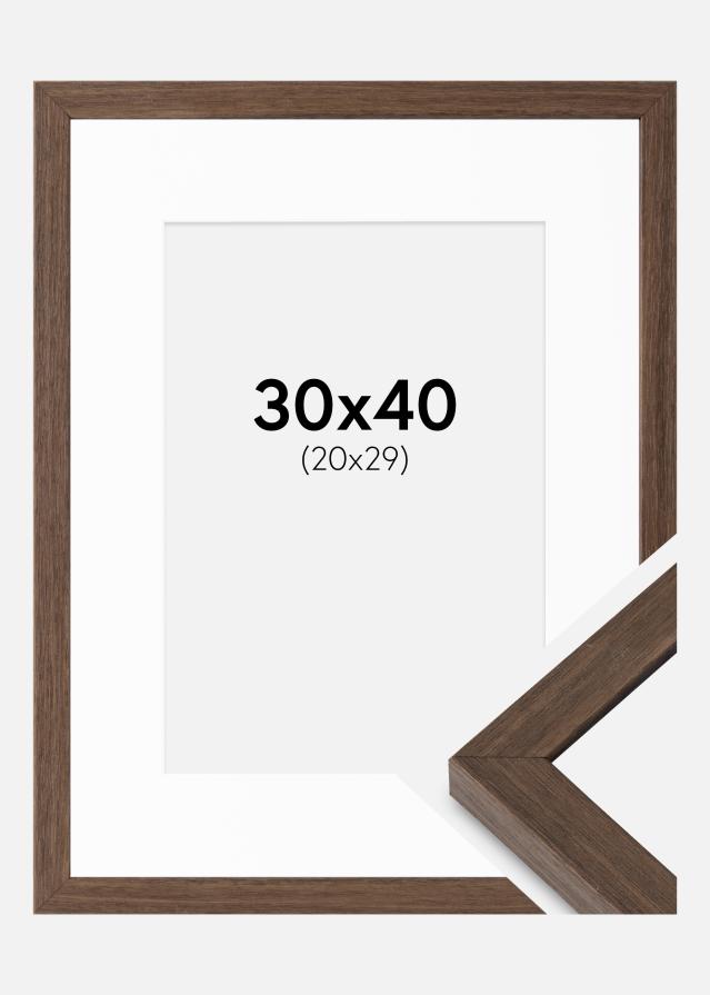 Cadre Hermes Noyer 30x40 cm - Passe-partout Blanc 21x30 cm