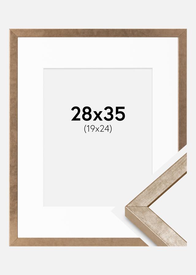 Cadre Ares Laiton 28x35 cm - Passe-partout Blanc 20x25 cm