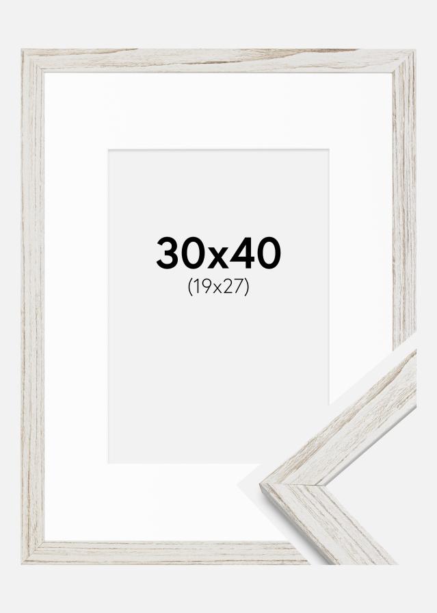 Cadre Stilren Vintage Blanc 30x40 cm - Passe-partout Blanc 20x28 cm