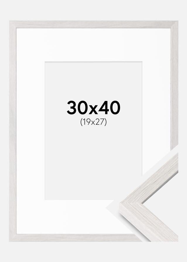 Cadre Ares Chêne Blanc 30x40 cm - Passe-partout Blanc 20x28 cm