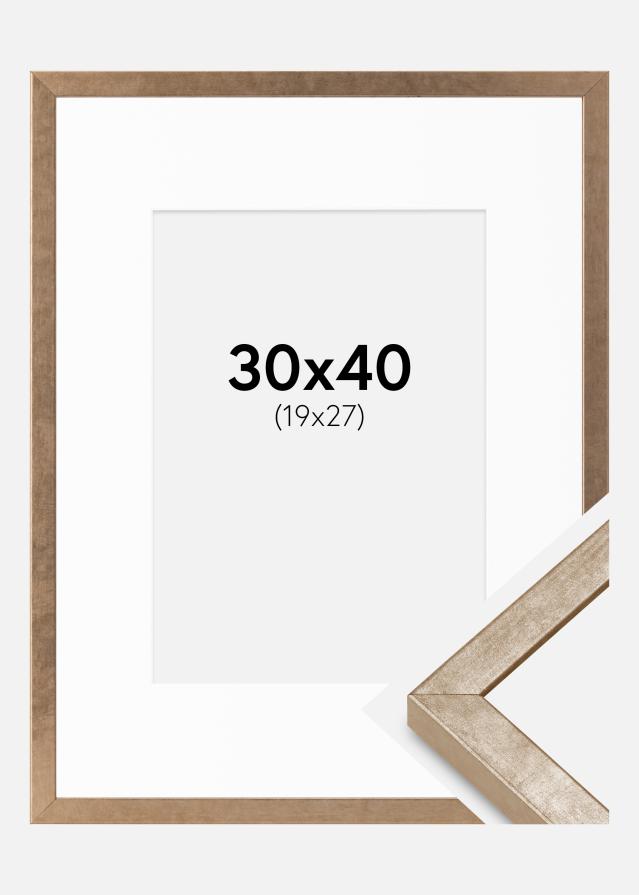 Cadre Ares Laiton 30x40 cm - Passe-partout Blanc 20x28 cm