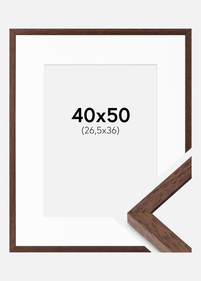 Cadre Ares Teak 40x50 cm - Passe-partout Blanc 27,5x37 cm