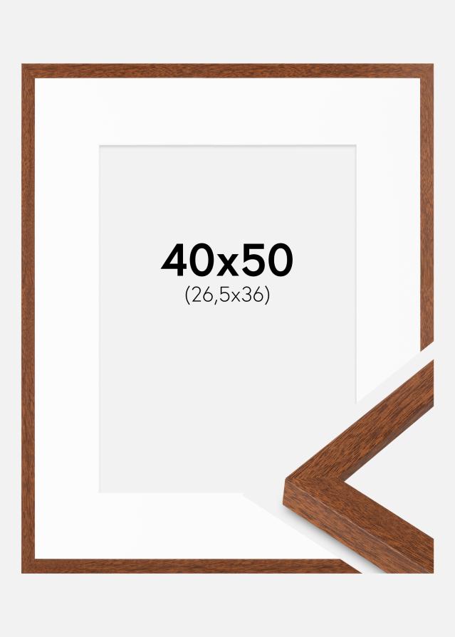 Cadre Modern Chaud Marron 40x50 cm - Passe-partout Blanc 27,5x37 cm