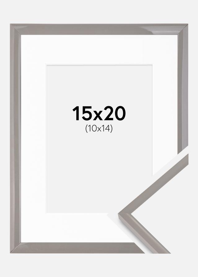 Cadre New Lifestyle gris terre 15x20 cm - Passe-partout Blanc 11x15 cm