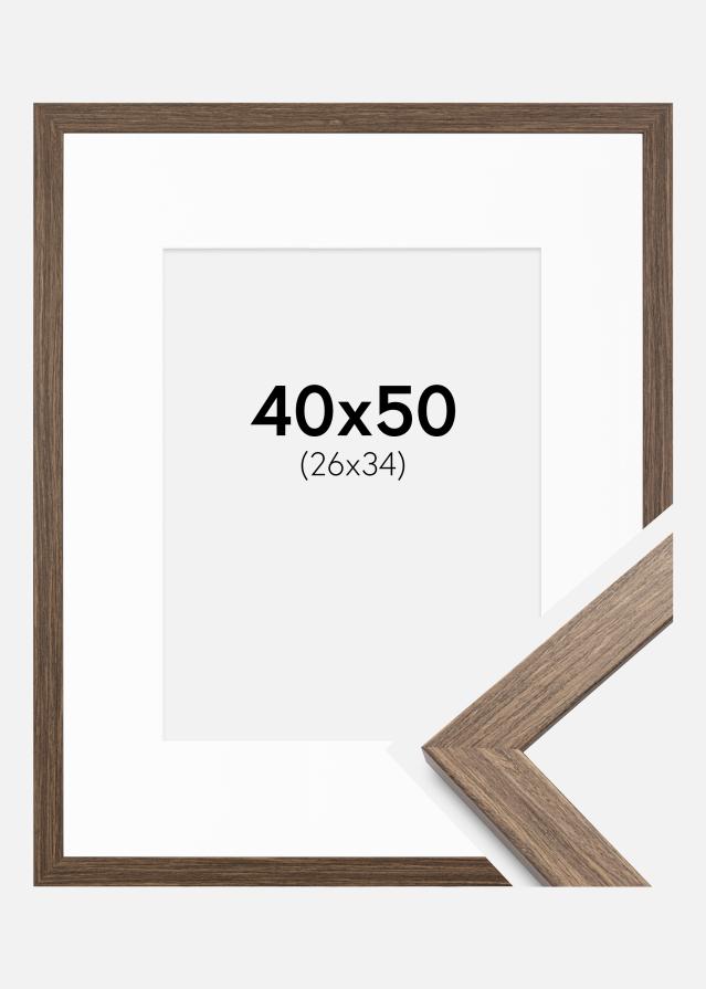 Cadre Stilren Froid Marron 40x50 cm - Passe-partout Blanc 27x35 cm