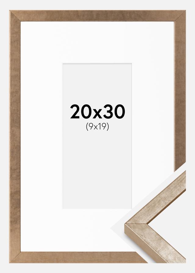 Cadre Ares Laiton 20x30 cm - Passe-partout Blanc 10x20 cm