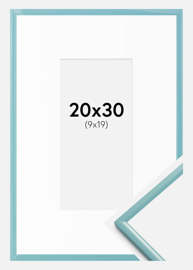 Cadre New Lifestyle Turquoise 20x30 cm - Passe-partout Blanc 10x20 cm