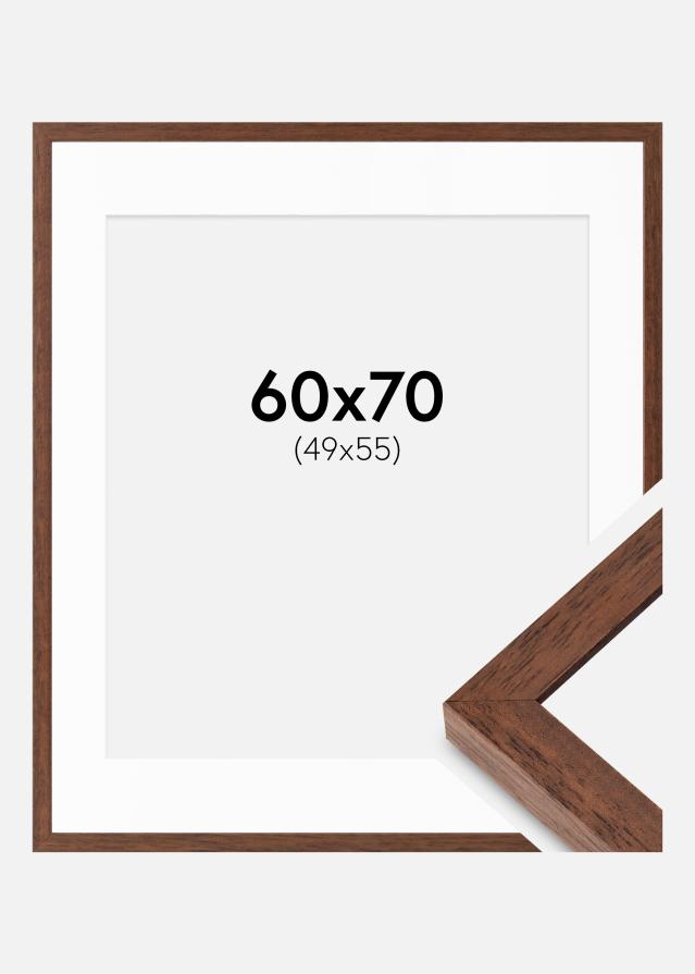 Cadre Hermes Teak 60x70 cm - Passe-partout Blanc 50x56 cm