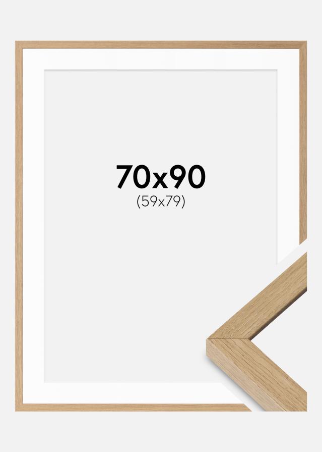 Cadre Hermes Chêne Naturel 70x90 cm - Passe-partout Blanc 60x80 cm