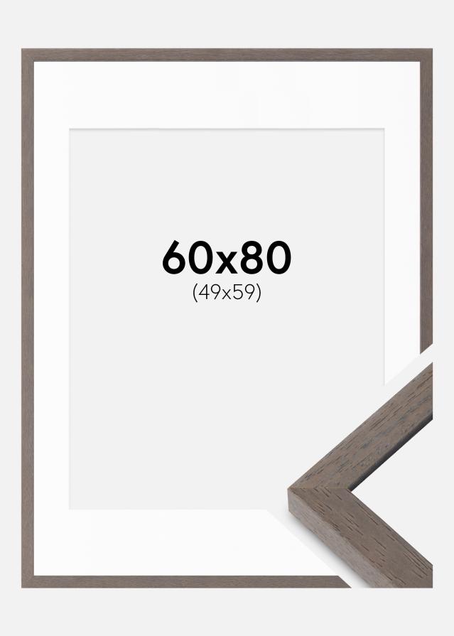 Cadre Hermes Gris 60x80 cm - Passe-partout Blanc 50x60 cm