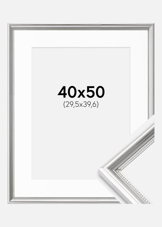 Cadre Gala Argent 40x50 cm - Passe-partout Blanc 12x16 inches