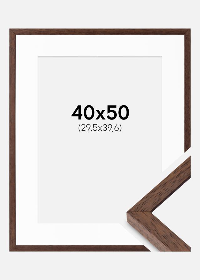 Cadre Ares Teak 40x50 cm - Passe-partout Blanc 12x16 inches