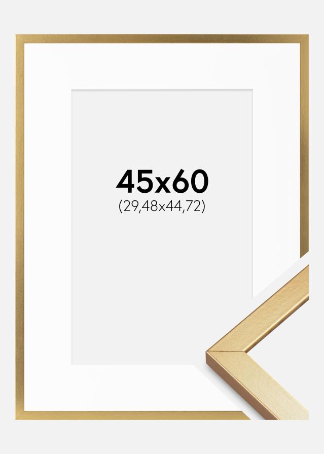 Cadre Minerva Or 45x60 cm - Passe-partout Blanc 12x18 inches