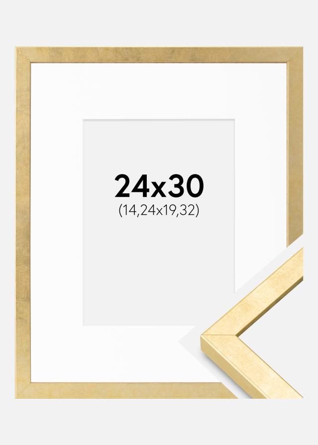 Cadre Ares Or 24x30 cm - Passe-partout Blanc 6x8 inches