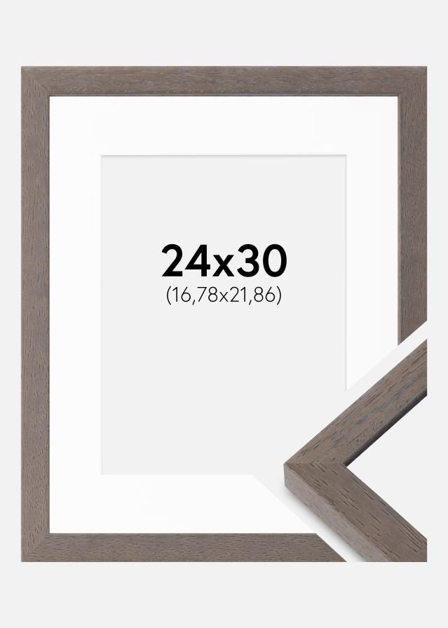 Cadre Hermes Gris 24x30 cm - Passe-partout Blanc 7x9 inches