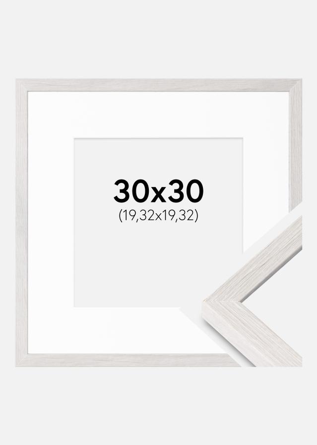 Cadre Ares Chêne Blanc 30x30 cm - Passe-partout Blanc 8x8 inches