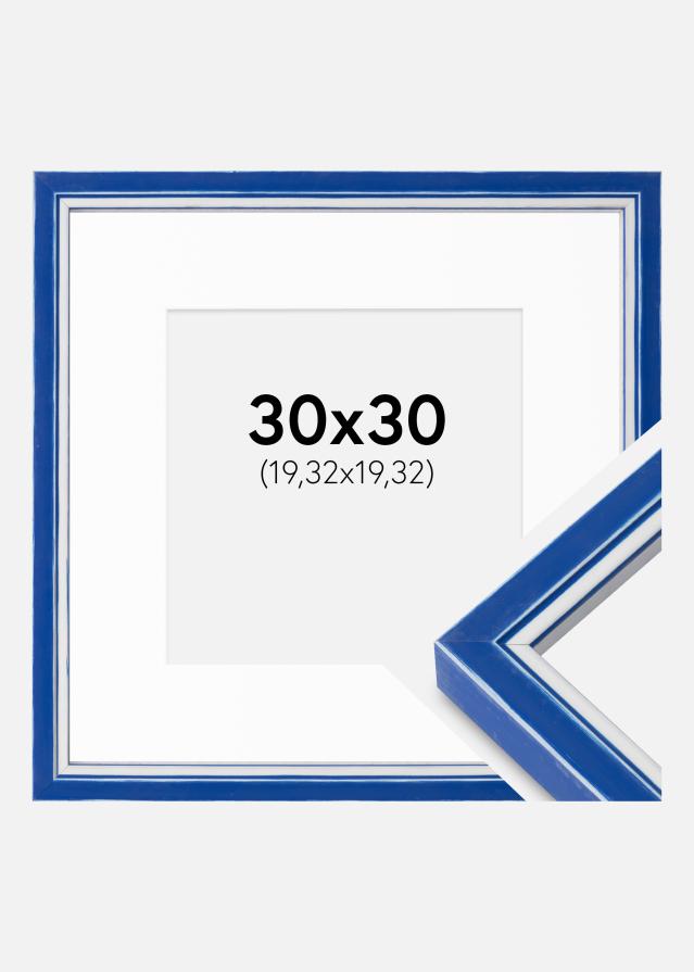 Cadre Diana Bleu 30x30 cm - Passe-partout Blanc 8x8 inches