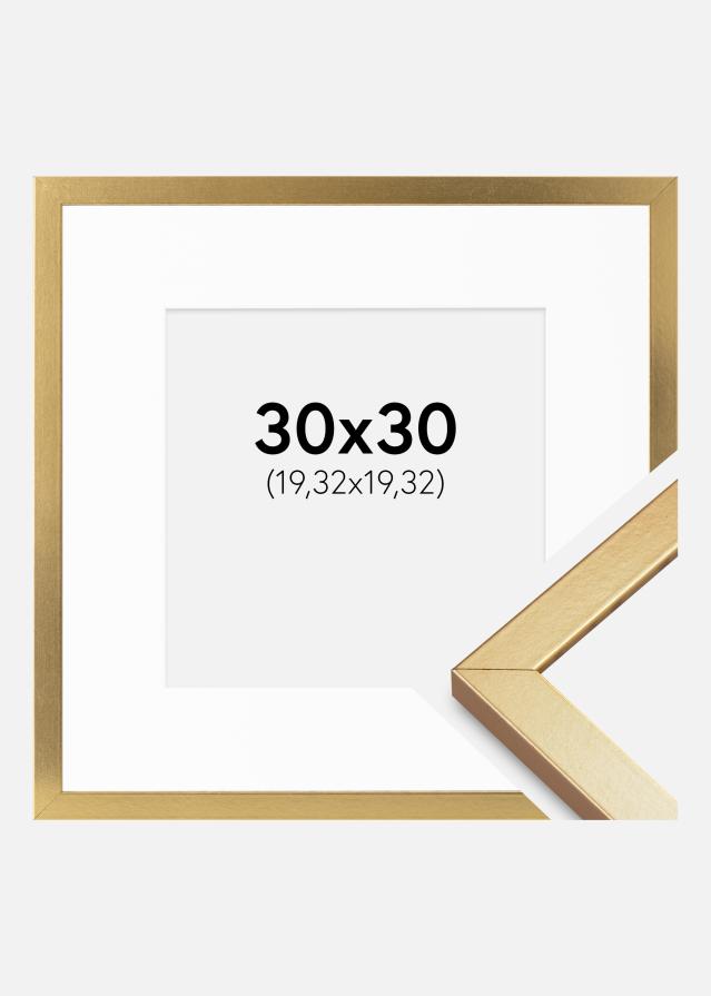 Cadre Minerva Or 30x30 cm - Passe-partout Blanc 8x8 inches