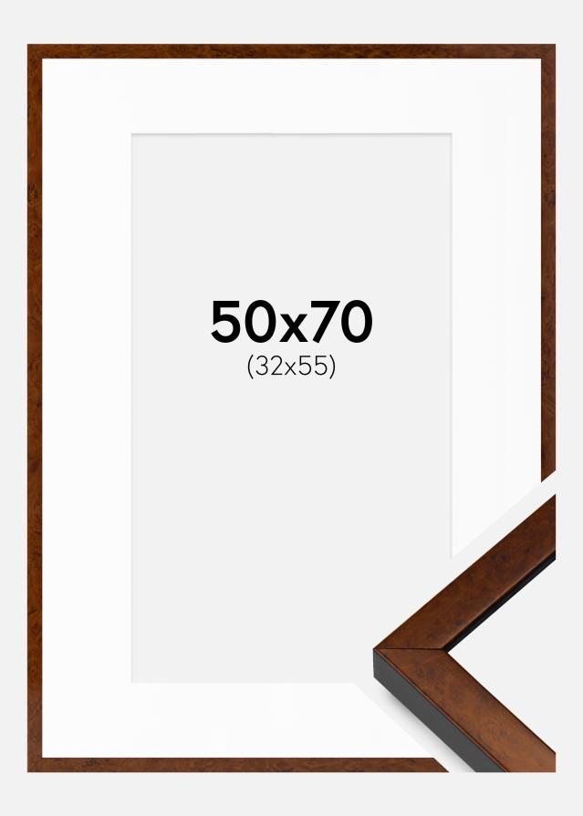 Cadre Ares noyer 50x70 cm - Passe-partout Blanc 33x56 cm