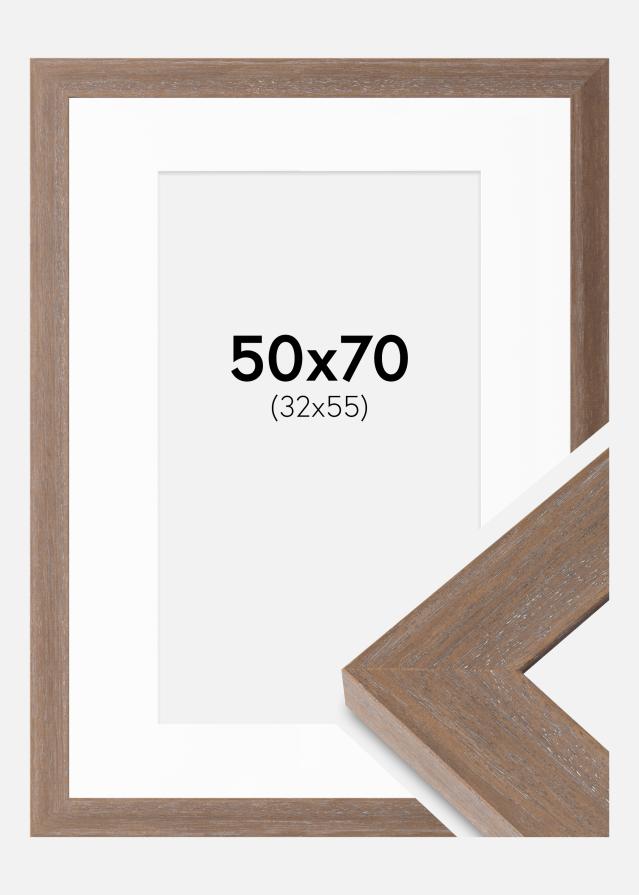 Cadre Juno Gris 50x70 cm - Passe-partout Blanc 33x56 cm