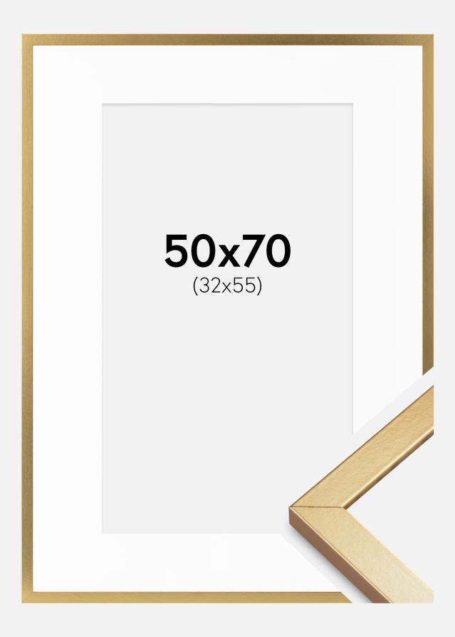 Cadre Minerva Or 50x70 cm - Passe-partout Blanc 33x56 cm