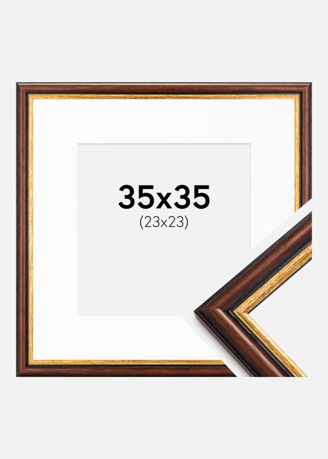 Cadre Siljan Brun 35x35 cm - Passe-partout Blanc 24x24 cm