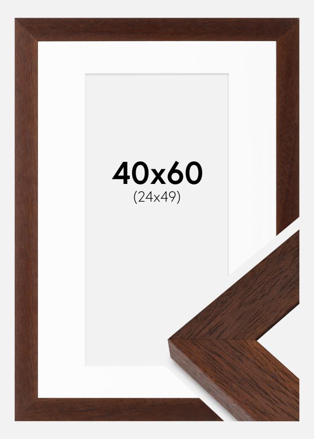 Cadre Juno Teak 40x60 cm - Passe-partout Blanc 25x50 cm