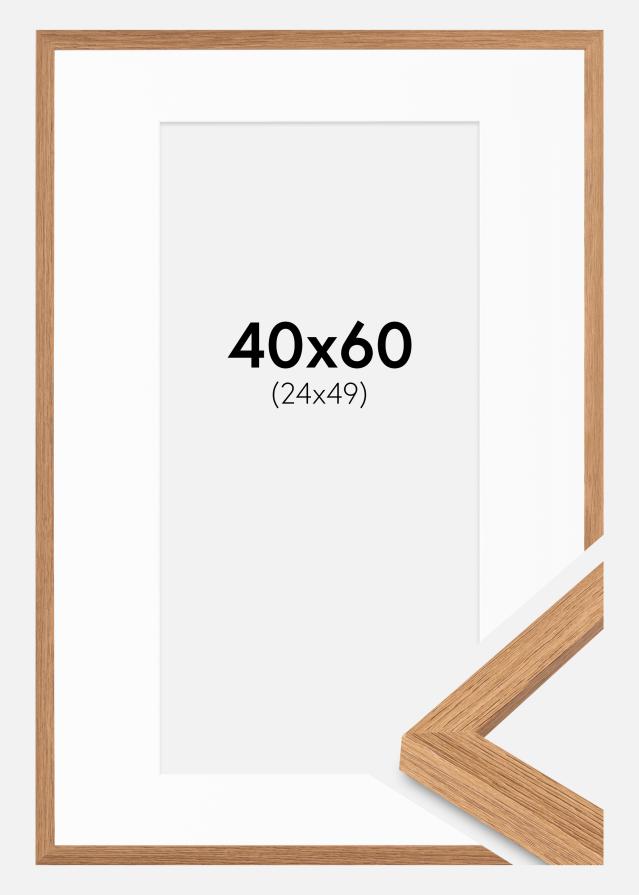 Cadre Modern Teak 40x60 cm - Passe-partout Blanc 25x50 cm