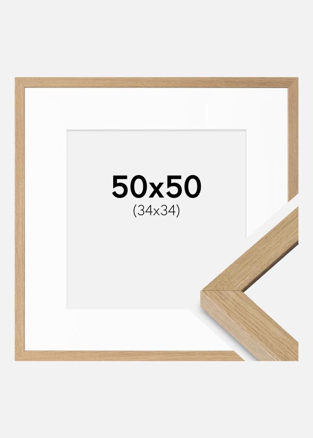 Cadre Hermes Chêne Naturel 50x50 cm - Passe-partout Blanc 35x35 cm