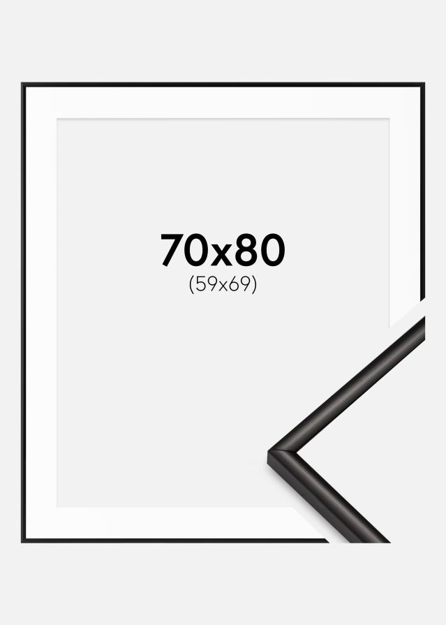 Cadre Scandi Mat Noir 70x80 cm - Passe-partout Blanc 60x70 cm
