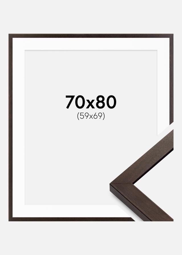 Cadre Selection Noyer 70x80 cm - Passe-partout Blanc 60x70 cm