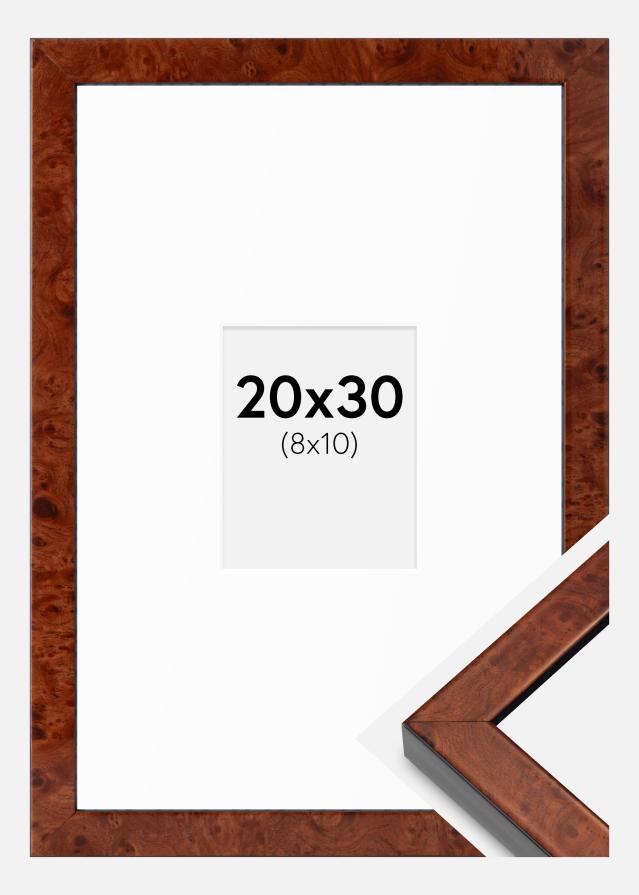 Cadre Hermes Noyer 20x30 cm - Passe-partout Blanc 9x11 cm