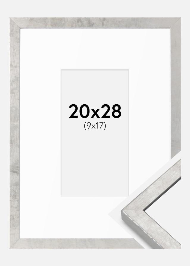 Cadre Ares Argent 20x28 cm - Passe-partout Blanc 10x18 cm