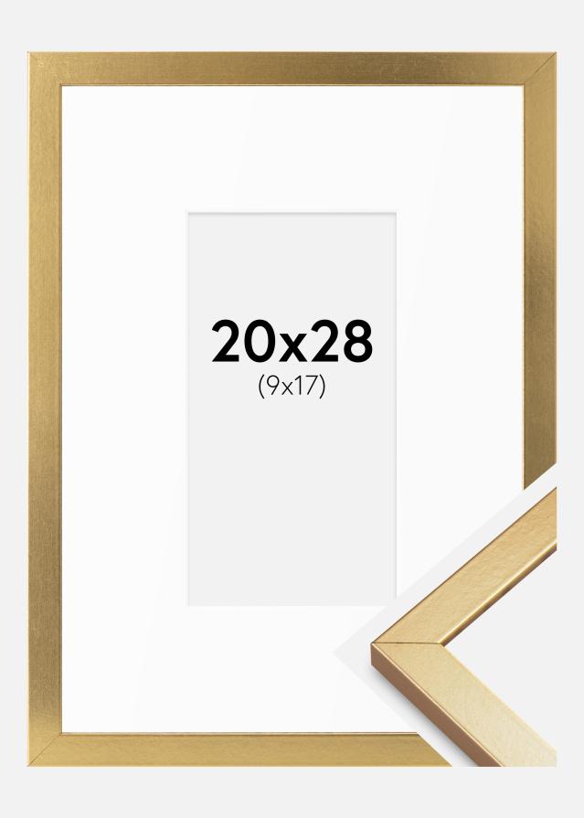 Cadre Minerva Or 20x28 cm - Passe-partout Blanc 10x18 cm