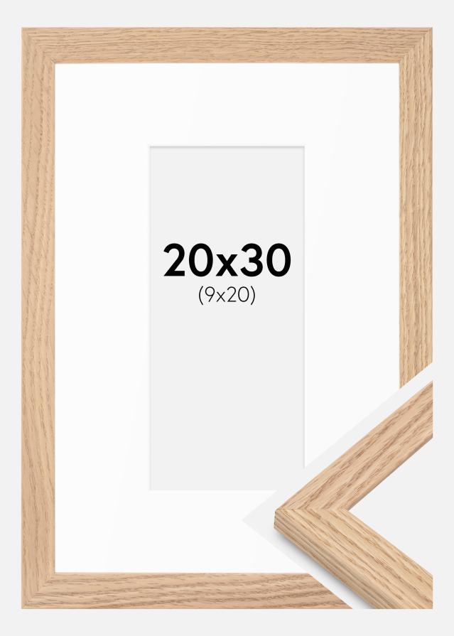 Cadre Tidlös massif Chêne 20x30 cm - Passe-partout Blanc 10x21 cm