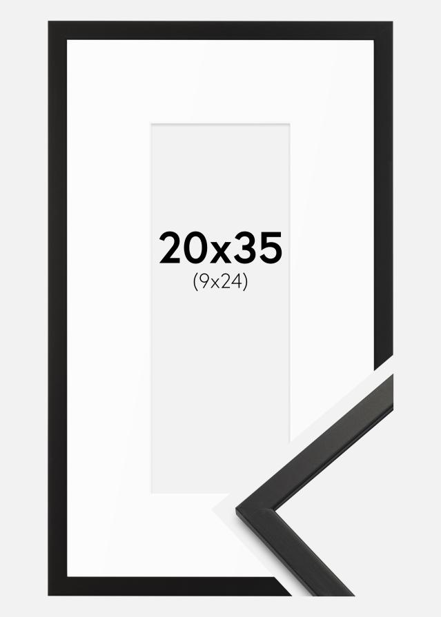 Cadre Edsbyn Noir 20x35 cm - Passe-partout Blanc 10x25 cm