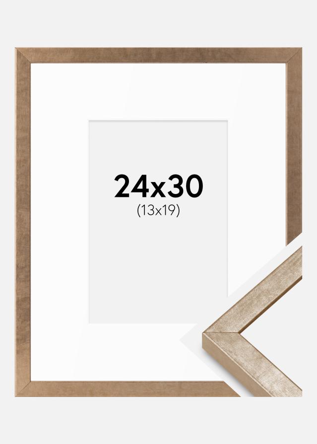 Cadre Ares Laiton 24x30 cm - Passe-partout Blanc 14x20 cm