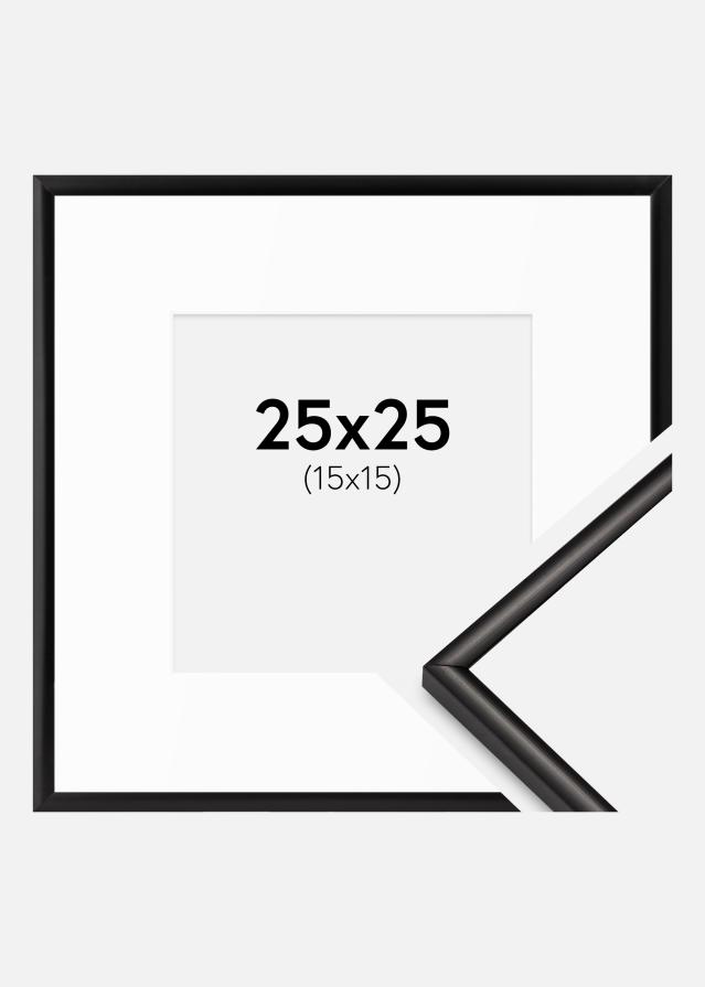 Cadre Scandi Mat Noir 25x25 cm - Passe-partout Blanc 16x16 cm