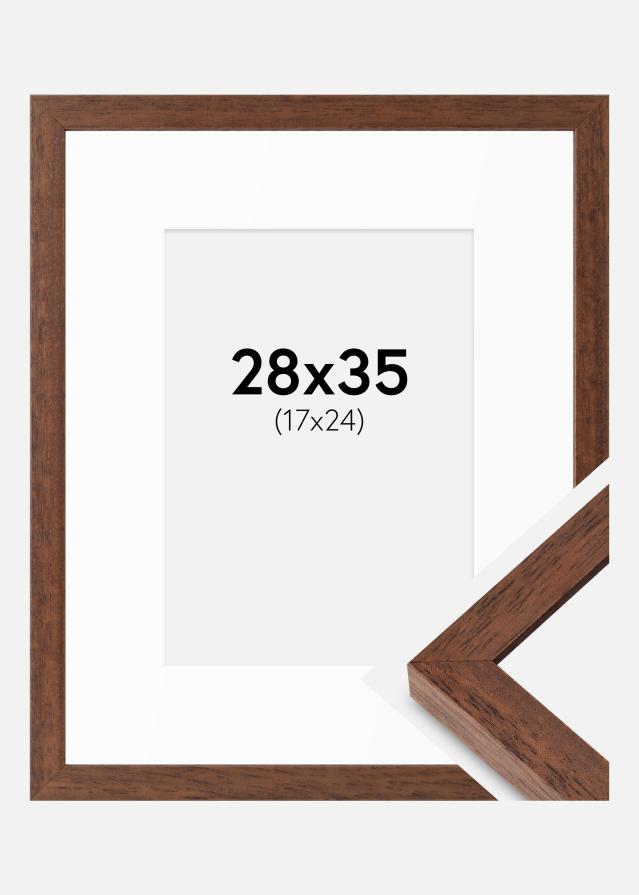 Cadre Hermes Teak 28x35 cm - Passe-partout Blanc 18x25 cm