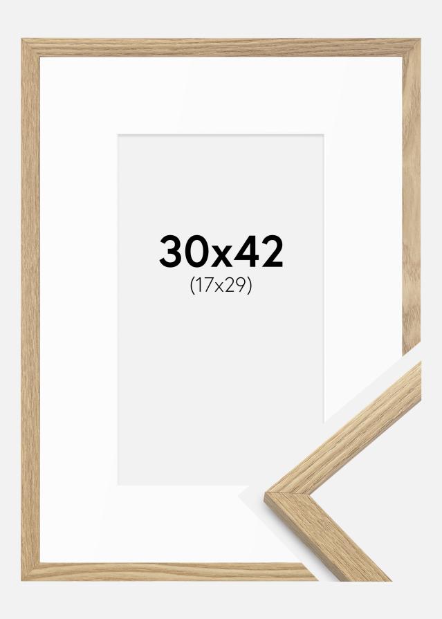 Cadre Trendy Chêne 30x42 cm - Passe-partout Blanc 18x30 cm